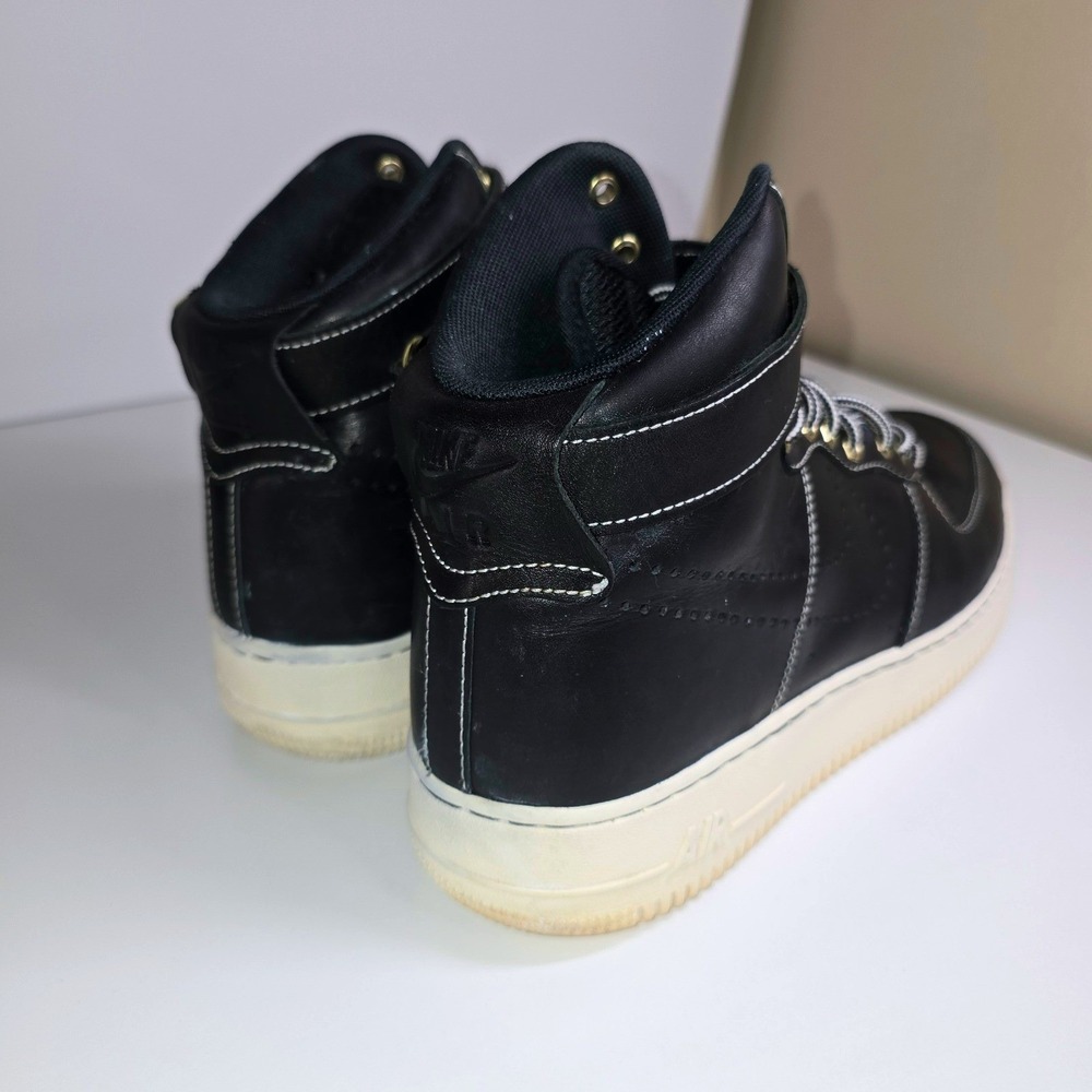 Vintage Nike Air Force 1 High Black Leather Gold Mens US 10.5 Streetwear Collect - Picture 3 of 16